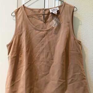 Anthony Richards Sleeveless Scoop Neck Tank Top - Beige Tan